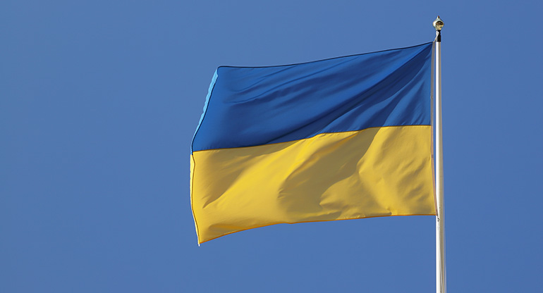 Ukrainas flagga. Foto.